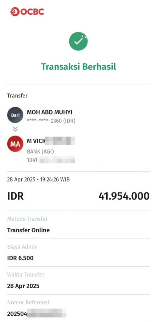 Bukti Transfer Vicky
