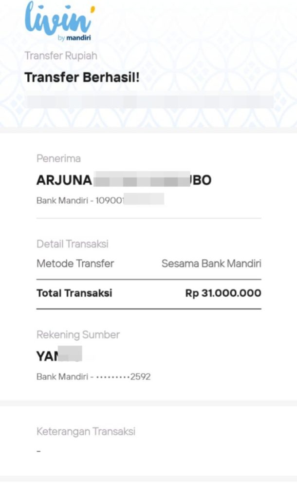Bukti Transfer Arjuna